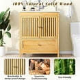 thumbnail image 4 of 30" Bathroom Vanity with Single Sink, Solid Wooden Free Standing Bathroom Cabinet, Farmhouse Bamboo Storage Cabinet with Large Drawer, Soft-Closing Louvered Doors with Built-in Shelves, 4 of 14