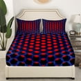 thumbnail image 3 of Navy Blue And Red Sheet Set Twin Size,3D Geometric Bedding Set Teen Abstract Geometry Honeycomb Bed Sheets Modern Fashion Fitted Sheet + Flat Sheet + 1 Pillow Case, 3 of 5