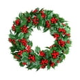 thumbnail image 2 of PONPRNGY Red Berry Christmas Wreath Clearance - 15 Inch Artificial Schefflera Green Wreath with Red Berries for Christmas Front Door Window Fireplace Decoration, 2 of 6