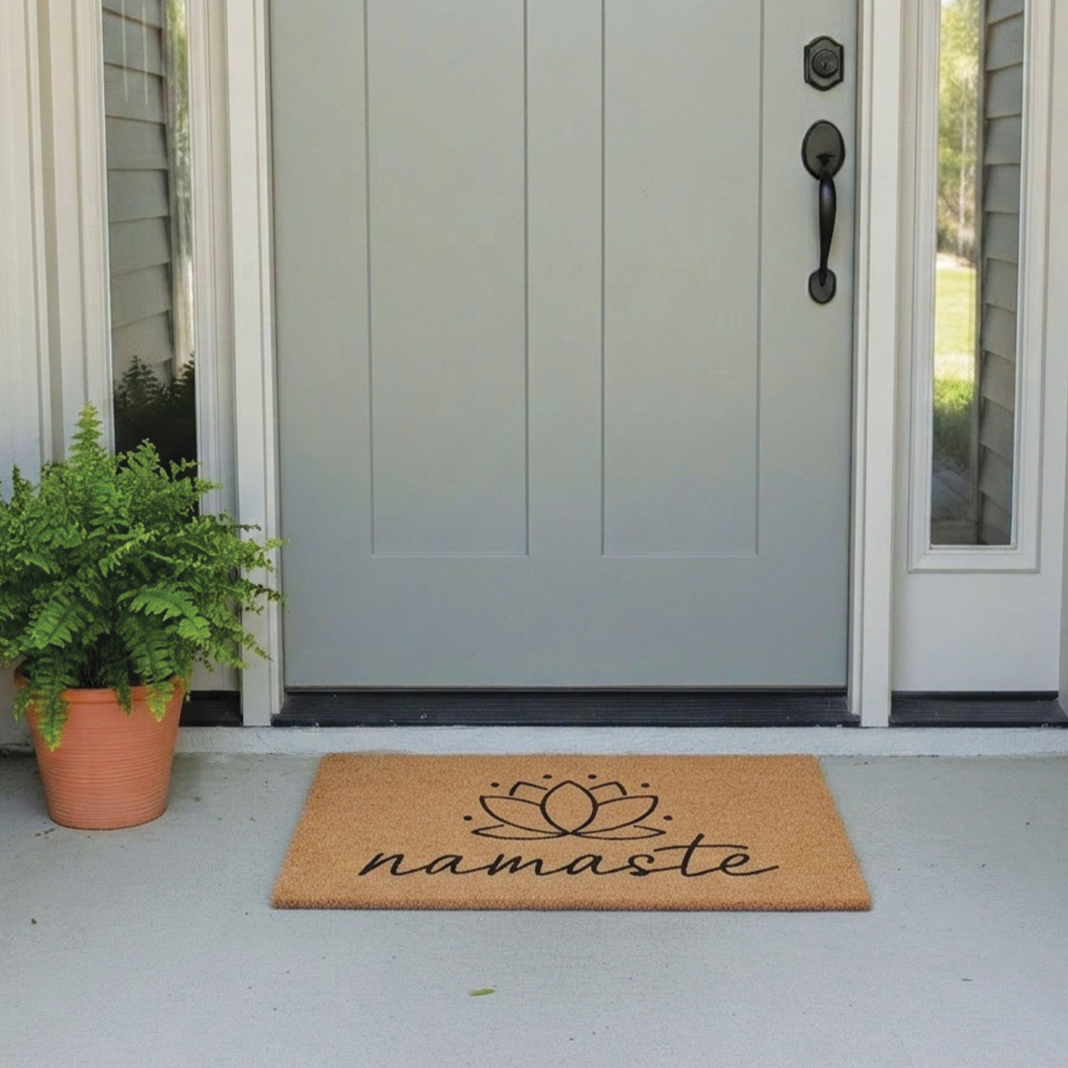Namaste Aura Lotus Non Slip Vinyl Backing, Front Door Mat, Entryway Door Mat, 24"x36"