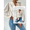 thumbnail image 6 of STARVNC Women Draped Neck Long Sleeve Chiffon Blouse, 6 of 7