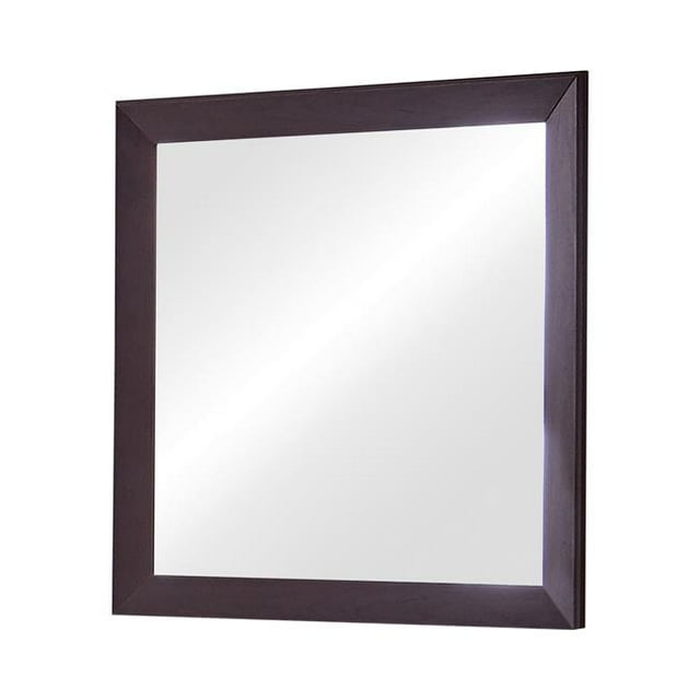 Benjara BM242634 Mirror with Wooden Frame & Mounting Hardware, Espresso Brown