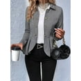 thumbnail image 4 of Elegant Women Blazer Business Work Office Peplum Hem Jacket Open Front Herringbone Coats Grey M, 4 of 7