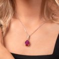 thumbnail image 4 of Gem Stone King 9.68 Cttw Pear Shape Red Created Ruby and White Moissanite Pendant Necklace for Women | 925 Sterling Silver and 10K Yellow Gold | With 18 inch Chain, 4 of 5