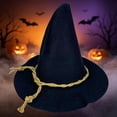 thumbnail image 2 of Witch Wizard Hat for Adults Halloween Felt Pointed Cone Hat Vintage Scarecrow Costume Accessory for Women Men, 2 of 5