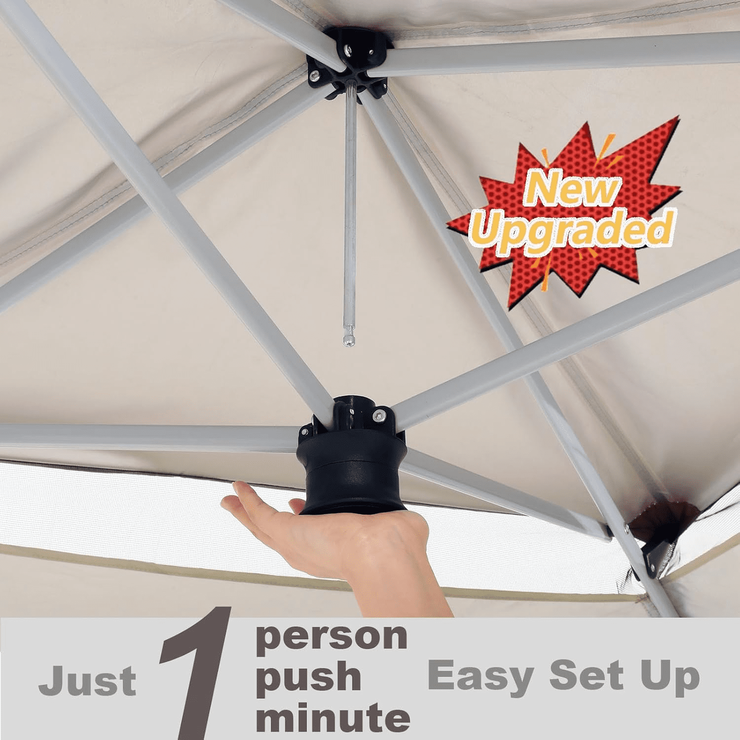 HOTEEL 12' x 12' Outdoor Pop-Up Gazebo Canopy with Mosquito Netting, 2-Tiered Vented Top, 3 Adjustable Heights for Backyard, Garden, Lawn, Brown