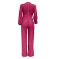 thumbnail image 5 of jjayotai Christmas Jumpsuit for Women, Dressy Bell Sleeve V Neck Sparkly Formal Jumpsuits Flared Wide Leg Sequin Rave Rompers Hot Pink M, 5 of 5