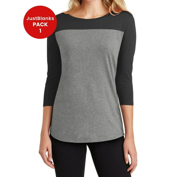 JustBlanks Womens 3 4 Sleeve Color Block Baseball T Shirt