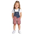 thumbnail image 2 of EliteGoogv Boys Girls 4th of July Denim Jumpsuit Sleeveless Patriotic Stripe Star Print Casual Romper Kids Short Kids Outfit 250th Independence Day 4 Y-5 Y, 2 of 7