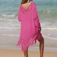 thumbnail image 4 of Dezsed Women's Summer Swimsuit Bikini 2025 Beach Swimwear Crochet Cover up for Swimwear Bathing Suit Hot Pink Free Size, 4 of 5