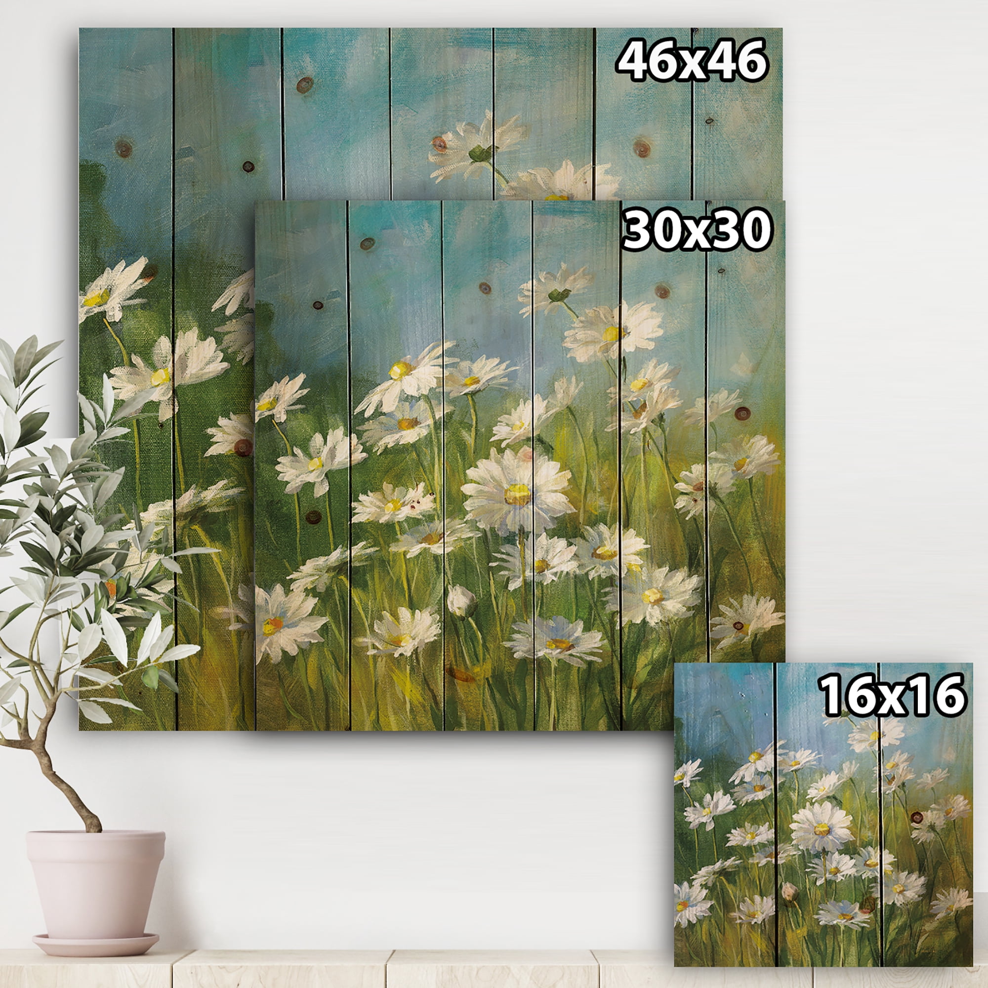 Designart 'Summer Field II' Traditional Print on Natural Pine Wood