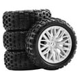 thumbnail image 3 of guohui 4 Pieces 1:18 RC Wheels and Tires, Rubber Tires Set, DIY Assembly Wear Resistant Upgrade Parts, Replace for Typhon Truck White, 3 of 9