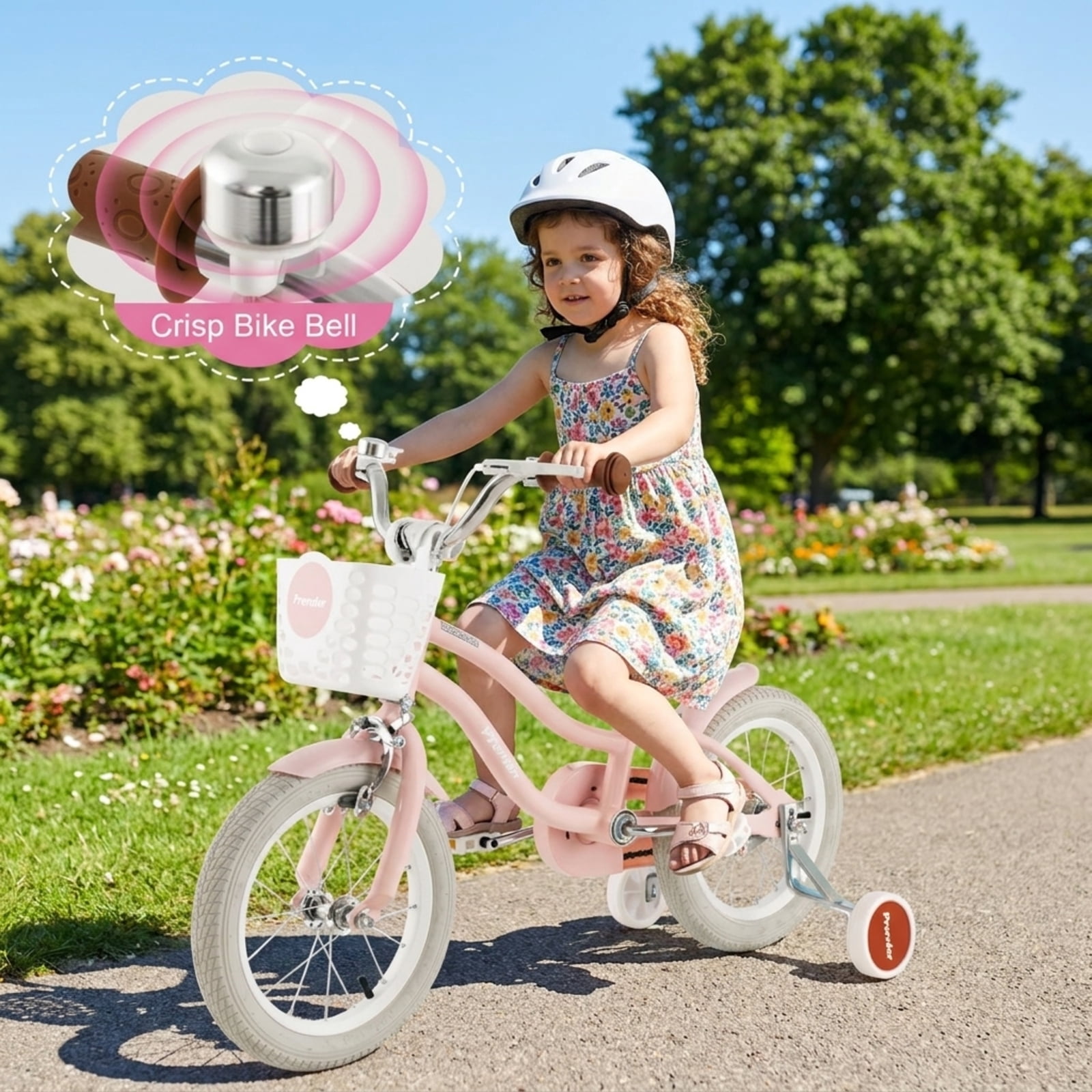 Redsmile Kids Bike 12 Inch with Training Wheels for Boys Girls Ages 3-4 Years, Toddler Bicycle with Adjustable Seat and Carbon Steel Frame, 99 lb Capacity Beginner Bike, Pink