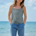 thumbnail image 2 of Lenpel Girls' Tank Tops Cotton Linen Spaghetti Strap Scoop Neck Loose Sleeveless Shirts Casual Summer Camisole Tops 5-14 Y, 2 of 7