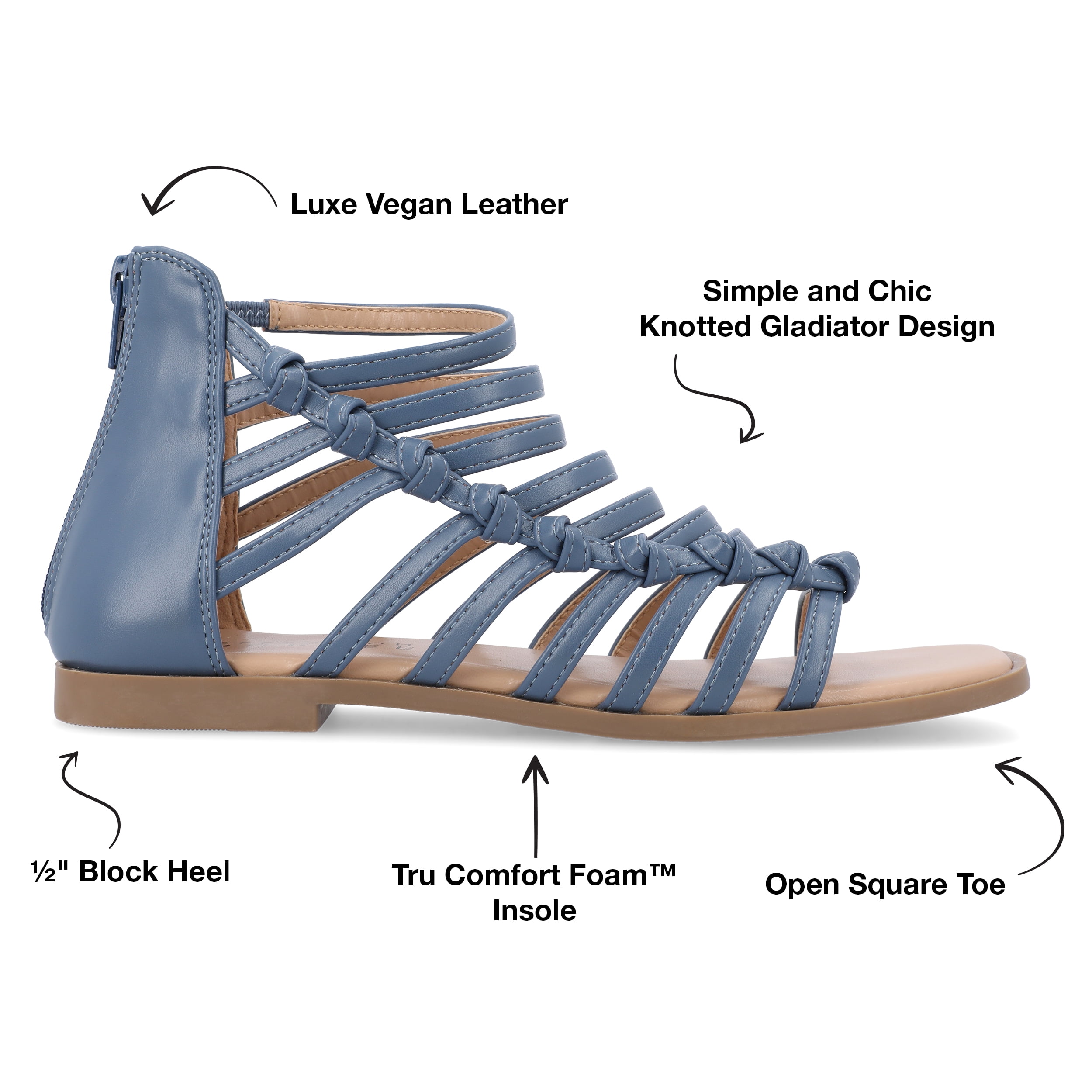 Journee Collection Womens Petrra Tru Comfort Foam Gladiator Back Zip Sandals