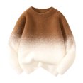 thumbnail image 4 of GPOECD Automne Hiver Chandail-Over Assorti pour la Famille Col Rond Manches Longues Chandail Chaud Doux Confortable Marron, Enfants-150, 4 of 5