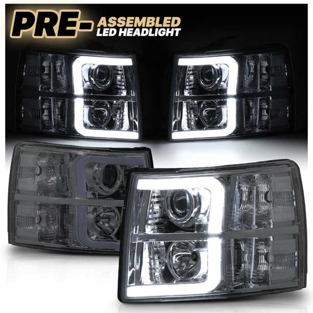 M-AUTO LED L Tube Projector Headlights Assembly for 2007-2013 Chevy