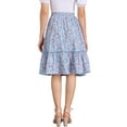 thumbnail image 3 of INSPIRE CHIC Women's Skirts Knee Length Elastic Waist A-Line Flowy Tiered Ruffle Floral Skirt M Sky Blue, 3 of 6