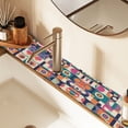 thumbnail image 2 of Yayeee Faucet Mat for Kitchen Sink 14.7" Diatomite Long Splash Guard Pad, Orange Geometric, 2 of 7