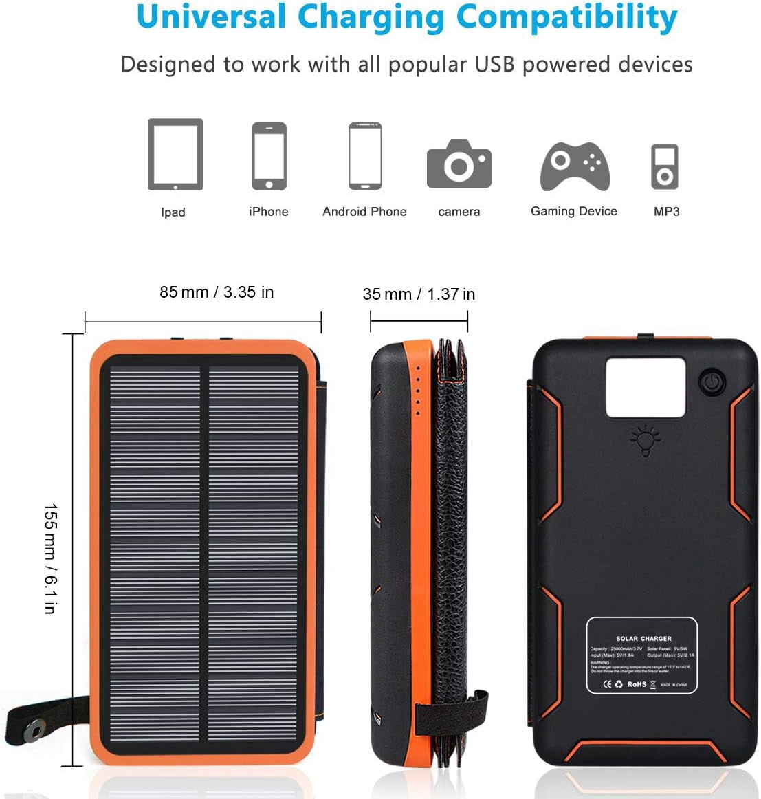 25000mah solar power bank