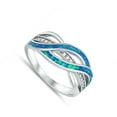 thumbnail image 4 of CHOOSE YOUR COLOR White CZ Blue Simulated Opal Weave Knot Ring .925 Sterling Silver Band Female Size 10, 4 of 4