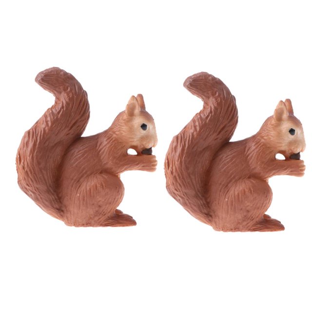 2x De Animales De Animales Salvajes Juguete Ciencia Enseñanza Modelo Decoración Para - Ardilla