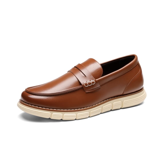 Zapatos casuales de vestir para hombre Bruno Marc mocasines sin cordones marrones