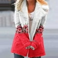 thumbnail image 2 of Herrnalise Jackets For Women Fashion Long Sleeve Pocket Plush Button Coat Shackets For Women 2024 fall Red,L, 2 of 5