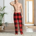 thumbnail image 2 of Fuzoiu Buffalo Plaid Red Black Print Men's Pajama Pants,Lounge Pants for Men,Lounge PJ Bottoms,Sleepwear Pants with Drawstring Pockets -Medium, 2 of 6