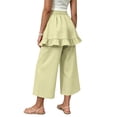 thumbnail image 6 of BXSRUTA Girls Elastic Waist Ruffle Hem Wide Leg Cropped Pants High Rise Casual Layered Skirt Pants, 6 of 8