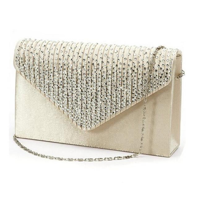 Women Small Clutch Metallic Leather Gloss Ladies Prom Evening Envelope Party Bag 