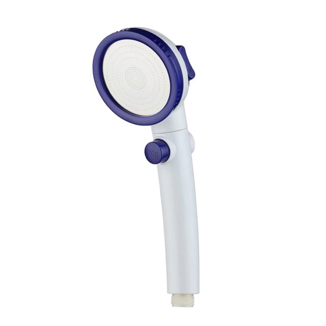 Cabezal de ducha presurizado (ajuste de tres velocidades, parada de agua con un solo toque, círculo blanco y azul)