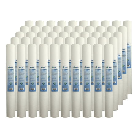 

Tier1 5 Micron 20 Inch x 2.5 Inch | 50-Pack Spun Wound Polypropylene Whole House Sediment Water Filter Replacement Cartridge | Compatible with Pentek P5-20 155016-43 SDF-25-2005 Home Water Filter