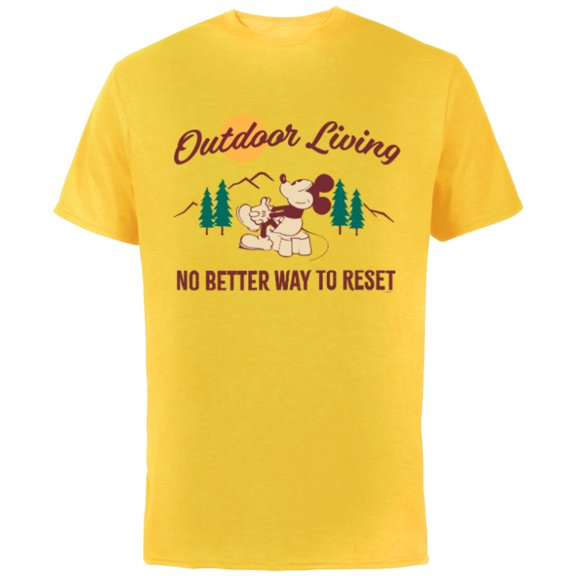 Disney Mickey Mouse Mountain Outdoor Living - Short Sleeve Cotton T-Shirt for Adults - Customized-Yellow
