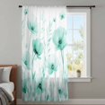 thumbnail image 4 of Teal Spring Floral Sheer Curtains 63 Inches Long, Summer Botanical Watercolor Vintage Light Filering Curtains, Breathable Simi Curtain Privacy Drapes for Living Room Bedroom Window Treatment, 4 of 9