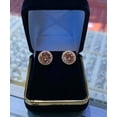 thumbnail image 3 of Trending Halo 2Ct Round Lab Created Morganite Push Back Halo Stud Earring 14K Rose Gold Finish Silver, 3 of 3