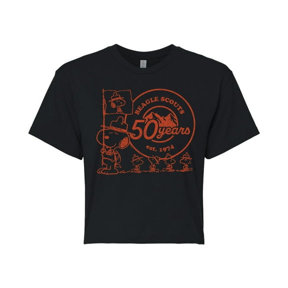 Peanuts - Snoopy Flag Logo - Juniors Cropped Cotton Blend T-Shirt