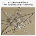 thumbnail image 6 of PURPLE LEAF 8 FT Patio Umbrella With Base White Cantilever Umbrella Square Outdoor Offset Umbrella Windproof with 360° Rotation for Garden Deck Pool, Beige, 6 of 13