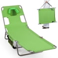 thumbnail image 1 of Costway Patio Tanning Chair,Folding Beach Lounge Chair with 5-Position Adjustable Backrest Green, 1 of 10