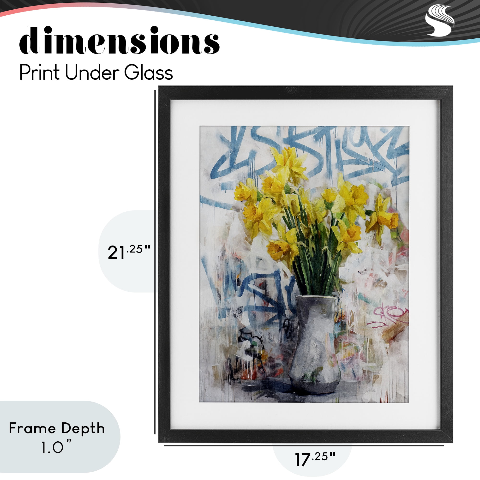 Stupell Industries Color Clash Daffodils & Graffiti Black Framed Print Under Glass, design by Svetlana Aleynikova