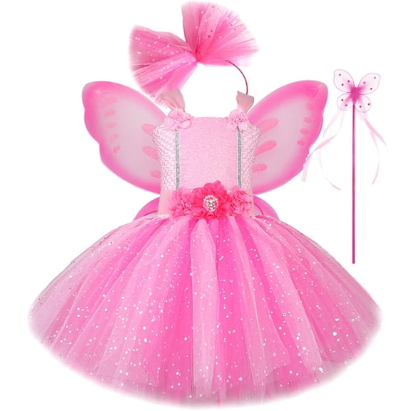 Elegant Dress Up For Girls Toddler Party Gown With Sequin Puffy Tutu Skirt And Sleeveless Design For Birthday Pageant Holiday Celebration Outfit Toddler Baby Girls Shiny Butterfly Tutu Dress