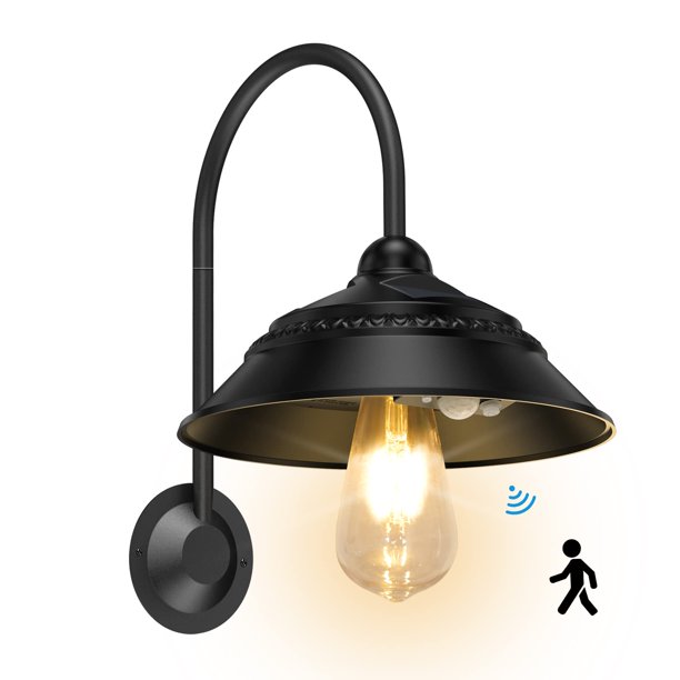 Aqonsie Luz solar para granero al aire libre con 3 modos de iluminación y sensor de movimiento Apliques de pared solares Luces solares rústicas para gallinero Luz solar impermeable para montaje en par