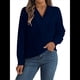 thumbnail image 1 of Blusa Plisada de Larga con Cuello en V para Mujer, Ideal para Oficina Azul L, 1 of 8