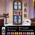 thumbnail image 4 of Tribesigns 78.7" Tall Corner Cabinet with LED Light, 5-Tier Corner Storage Cabinet with Doors and Mirrors for Living Room Kitchen Bedroom, Brown, 4 of 6