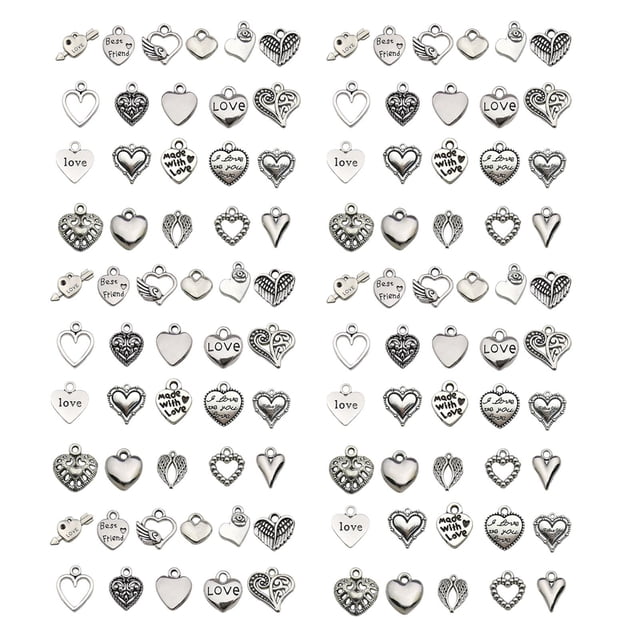 100 Uds. Colgantes de corazón para el Día de San Valentín, joyería romántica, colgantes de amor en forma de corazón para aniversario, Día de San Valen