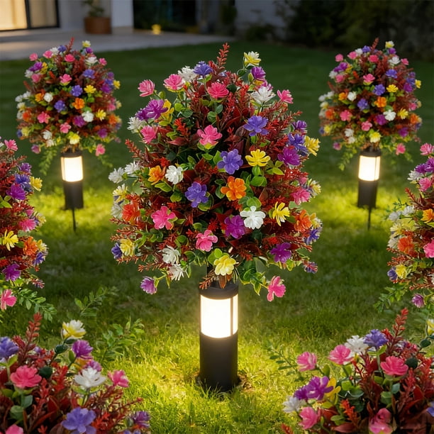 Flores artificiales para decoración de jardín exterior | Adornos de suelo con ramos de flores artificiales