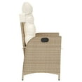 thumbnail image 3 of vidaXL Reclining Garden Chair with Cushions Beige Poly Rattan, 3 of 5