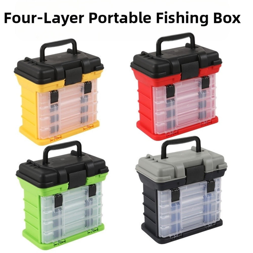 Four Layer Fishing Tackle Box Portable Lure Storage Case with 4 Compartments