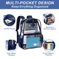 thumbnail image 4 of SANMADROLA Clear Backpack Heavy Duty, PVC See Through Book Bag for School Stadium Approved Transparent Backpack, Navy Blue, 4 of 8