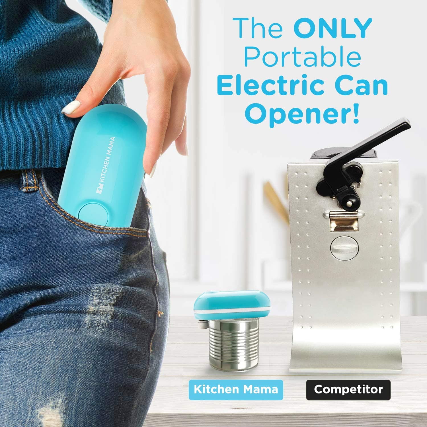 Kitchen Mama Mini Electric Can Opener : Smooth Cutting Edge, Safty
